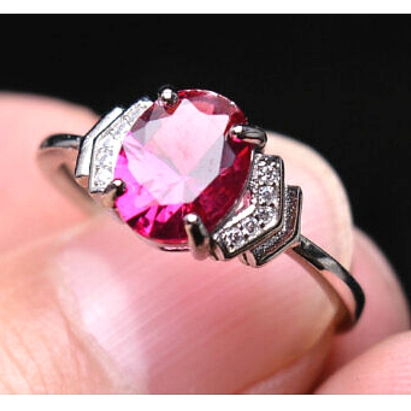 All Natural Red Tourmaline Crystal Ring - Picture 4 of 4